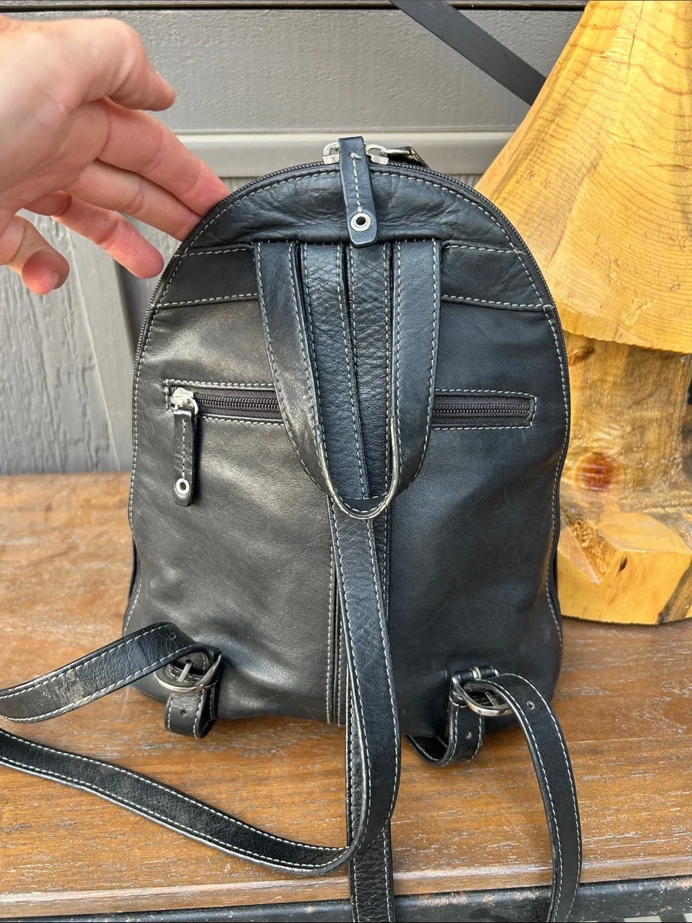 Tignanello Leather Black  Backpack